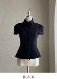Modified Short Sleeve Collar Short Jacket Belt Set