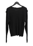 Damaged V-neck long-sleeve knit