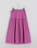 Yoohoo Ribbon Banding Frill Long Skirt