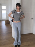[MADE/Skirt+Pants SET] Forin Bootcut Pants Unbalance Shirring Flare Layered Skirt
