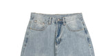 Wet Light Blue Washing Wide Denim Pants
