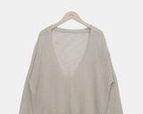 Karom Deep V-Neck Long Sleeve Knit