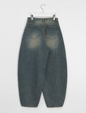 Teconi Washing Pintuck Balloon Wide Denim Pants