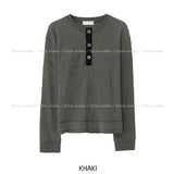 Esta Crop Waffle Henley Neck T-Shirt