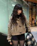 Latte Duffle Collar Knit Cardigan