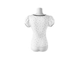 Demin Flower Ribbon Puff Short Sleeve T-Shirt
