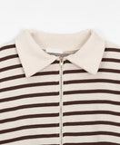 Acop stripe collar zip-up cardigan