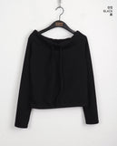 Rutin ribbon strap off-shoulder ribbed long-sleeve knit