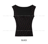Cherry ribbed square crop top