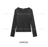 [U-BASIC] If Brushed Slim U-neck Long Sleeve