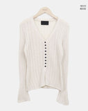 BL Button Point Ribbed Slim Cardigan