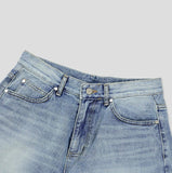 Pale wash wide denim pants