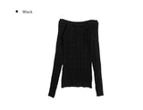 [A/M] Selling Off-Shoulder Cable Knit T-shirt