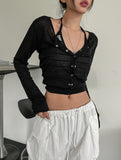 [U-BASIC] Summer snap button see-through cardigan