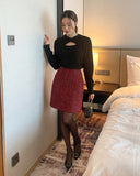 Speth Pearl Tweed A-Line Mini Skirt
