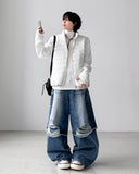 Bin Damage Layered Wide Denim