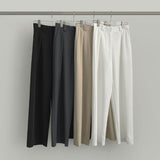 Front Pleated Loose Wide Back Banding Slacks