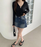 Modal Blend Material V-neck Long Sleeve Cardigan