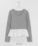 Kueni shirring layered long sleeve tee