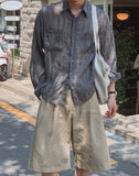 Crinkle Double Pocket Roll-up Check Shirt