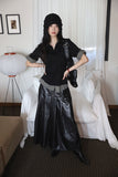 Bold Leather Pleated Skirt