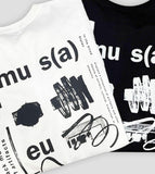 Museum back letter half T-shirts