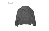 Plan] Vanilla Neck Collar Loose Fit Knit Half Zip-up