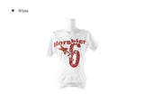 Nero Off-Neck Lettering Number Short Sleeve T-Shirt