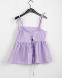 Pocon Shirring Ribbon String Corset Sleeveless Blouse