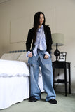 Collar lip knit cardigan