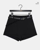 Nimu Stripe Pattern Belt Short Skirt Pants