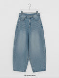 Monpa Curved Denim Balloon Wide Pants