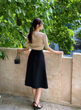 Giet button flare skirt