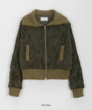 Hikan Wrinkle Collar Quilted Zip-up Jumper