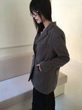 Tebbi Basic Boxy Oversized Fit Minimal Blazer Jacket