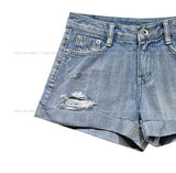 Tani Damage Roll-Up Denim Shorts