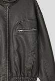 Gross cut washed leather jacket