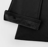 Mink fleece brushed semi-straight black banding pants