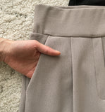 Wabel Mink Brushed Pintuck Wide Banding Slacks