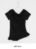 Shima Drape Frill Off-Shoulder Short Sleeve Tee