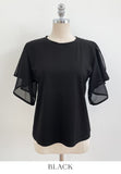 Eshuang Round Neck Chiffon Winged T-Blouse