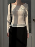 Rose See-Through Boat Neck Tee