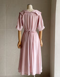 Vientiane Collar Wrap Puff Short Sleeve Flare One Piece