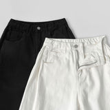 4-Season Hem Snap Long Wide Cotton Pants