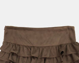 Muen Frill Suede Tiered Mini Skirt