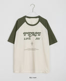 Ruhaku Lettering Color Matching Raglan Over Short Sleeve Tee