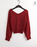 Haini ribbed V-neck semi-crop long-sleeve knit