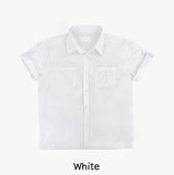 Minimal One-Pocket Roll-Up Short-Sleeve Shirt