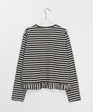[BAONHAUS] Kenny Stripe Frill Long Sleeve Tee