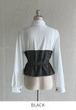 Nello Tweed Bustier Puff Blouse (Belt Set)